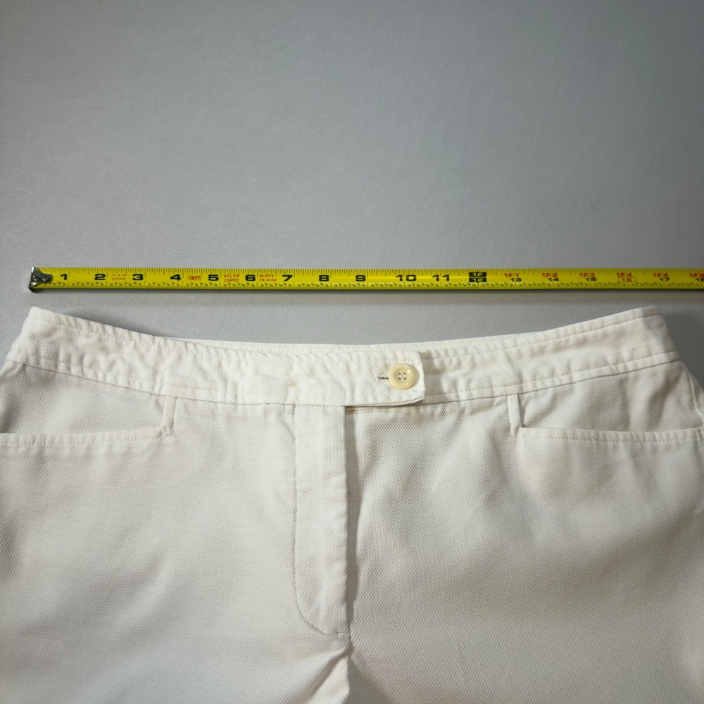 Talbots Hampshire Petites White Textured Ankle Pants 12P Cotton Blend Straight - Picture 8 of 10